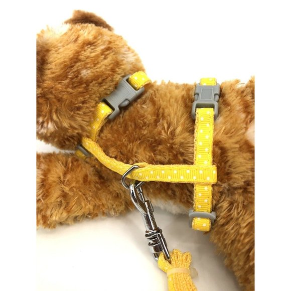 Small Pet Adjustable Harness & Leash, Safety Walking Lead (Yellow Polka dot) - Picture 3 of 5